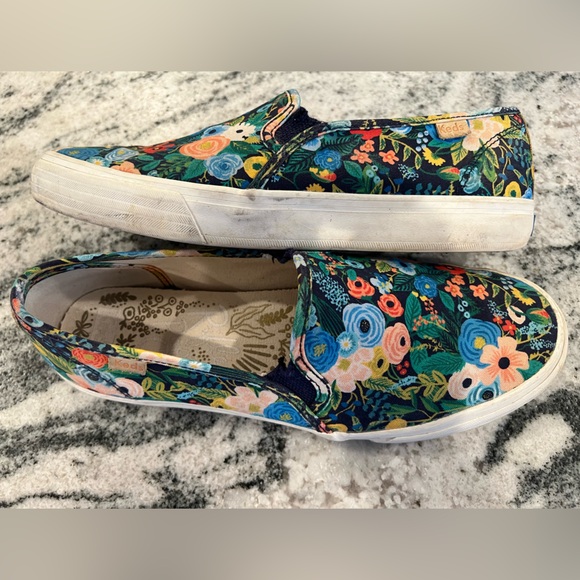 RIFLE PAPER Co. 🌺 KEDS -Sneakers / SlipOns , Blue, Green & Pink Floral Design - Picture 3 of 9